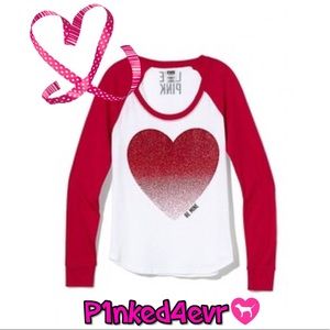 VS PINK Valentines Baseball Tee Glittered ❤️